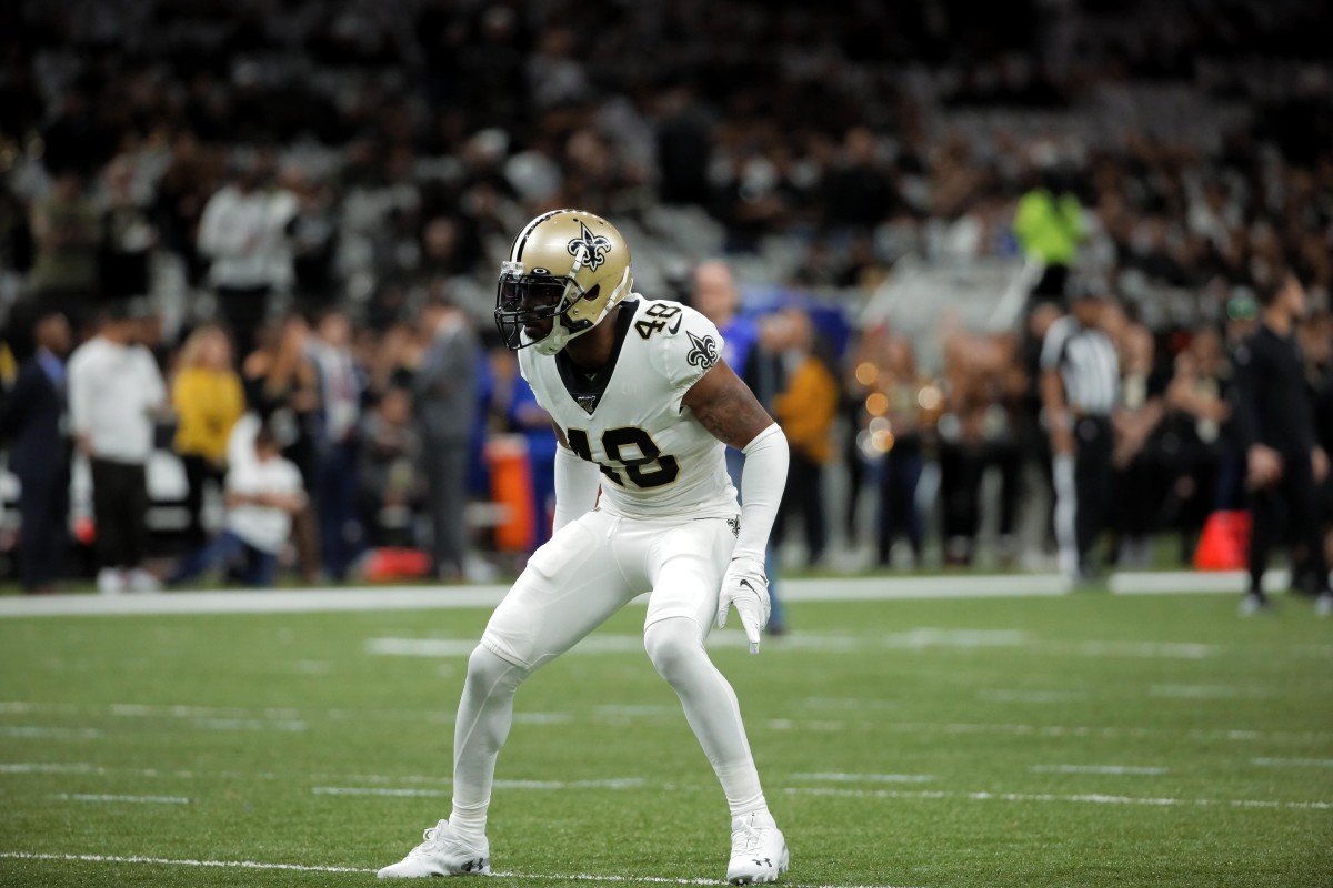 New Orleans Saints defensive back J.T. Gray (48) before kickoff against the Minnesota Vikings. Mandatory Credit: Derick Hingle-USA TODAY